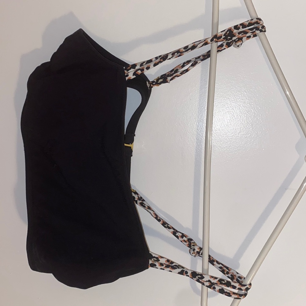 black and cheetah swim top